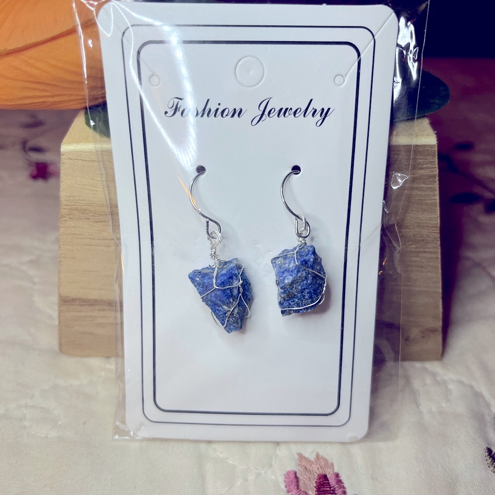 Raw sodalite stone earrings